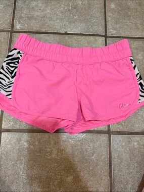 Bright Pink Athletic Shorts with Zebra Side Panels